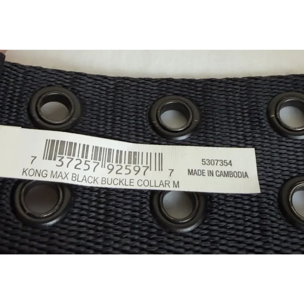 KONG Max Black Buckle Dog Collar Medium M Heavy Duty Adjustable 25.5x1.5 NWT